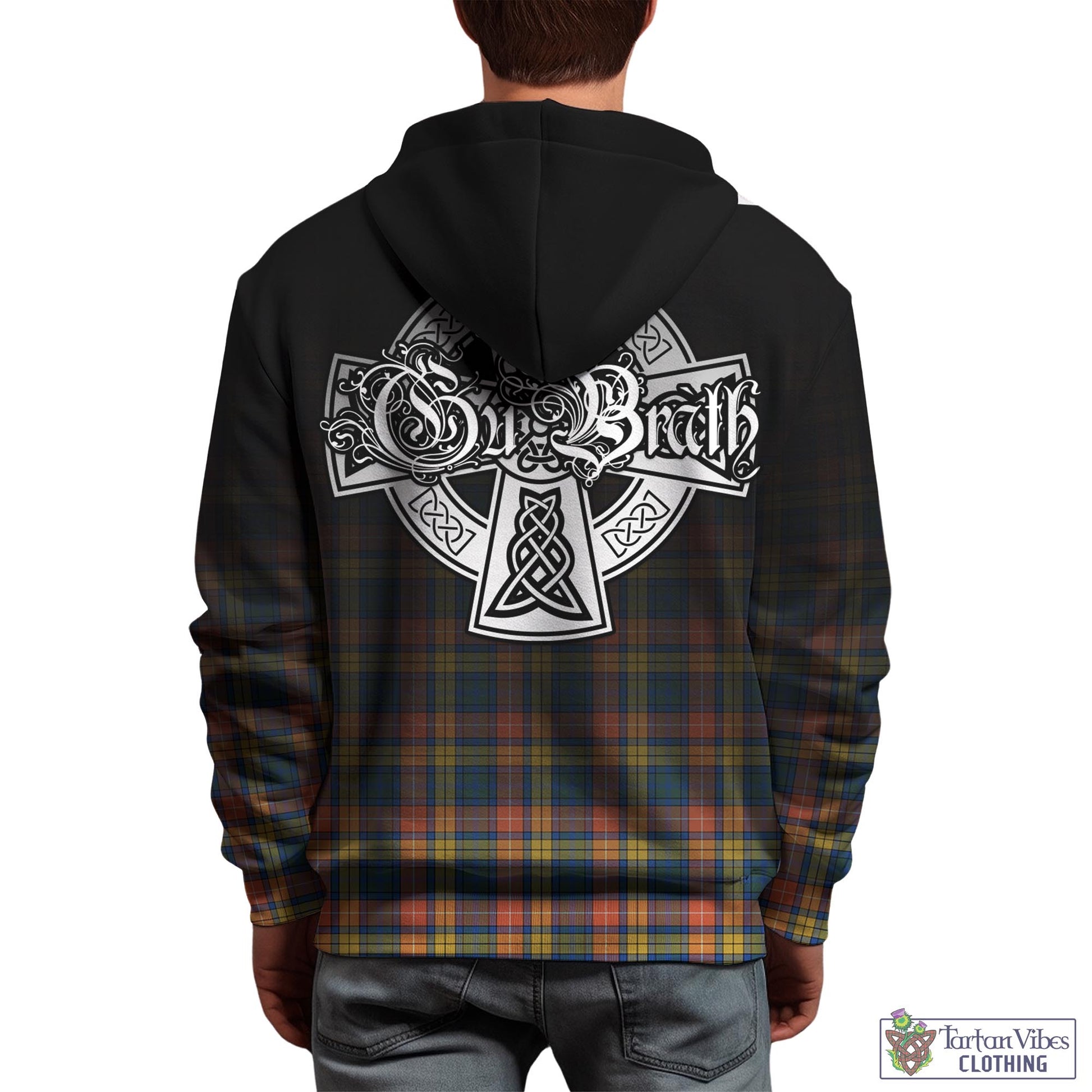 Tartan Vibes Clothing Buchanan Ancient Tartan Hoodie Featuring Alba Gu Brath Family Crest Celtic Inspired