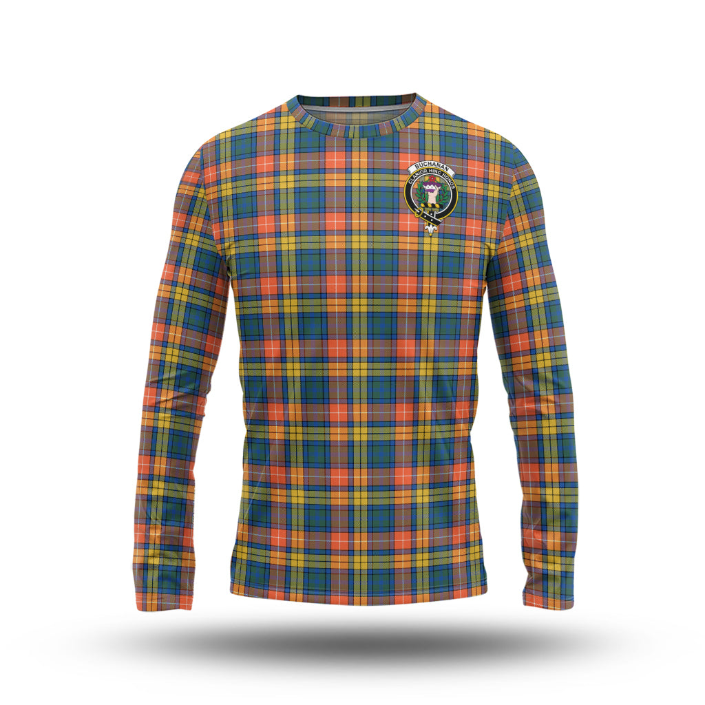 Buchanan Ancient Tartan Long Sleeve T-Shirt with Family Crest - Tartanvibesclothing