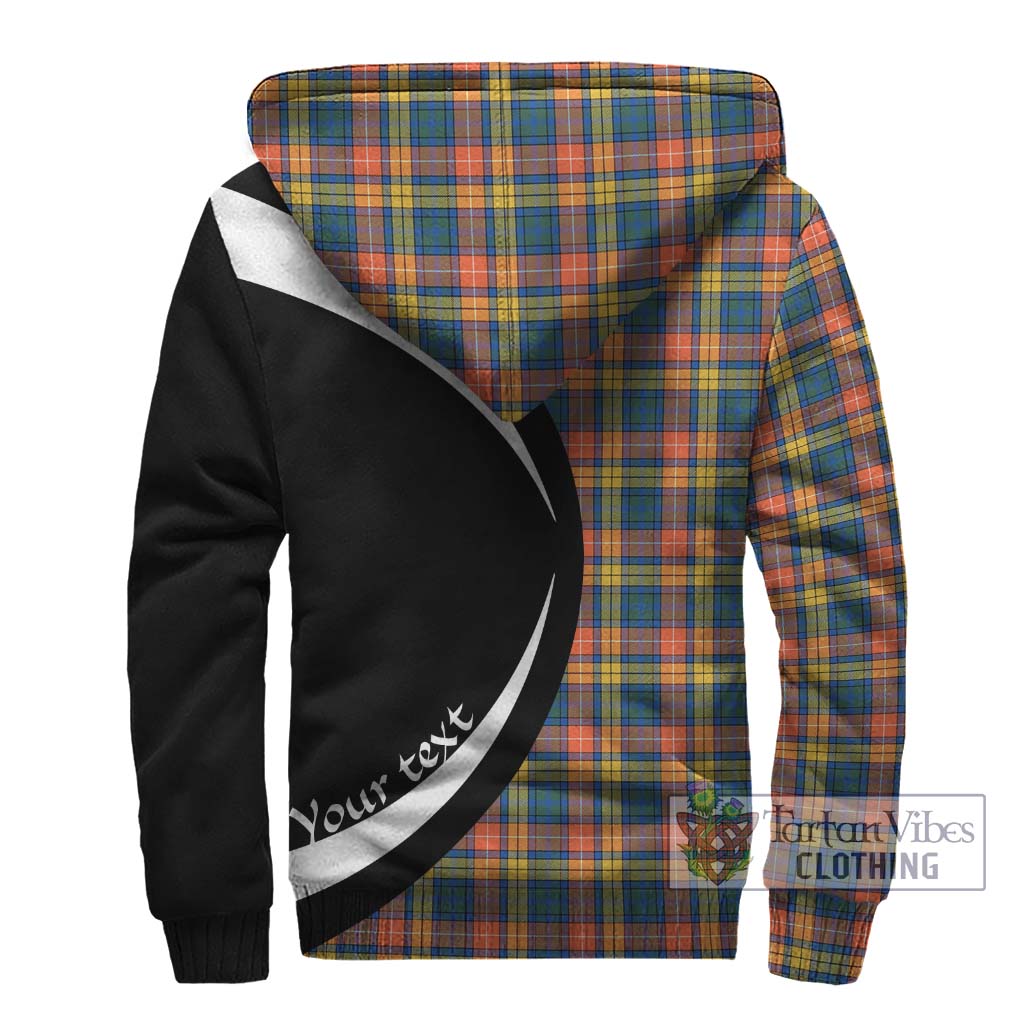 Buchanan Ancient Tartan Sherpa Hoodie with Family Crest Circle Style - Tartan Vibes Clothing