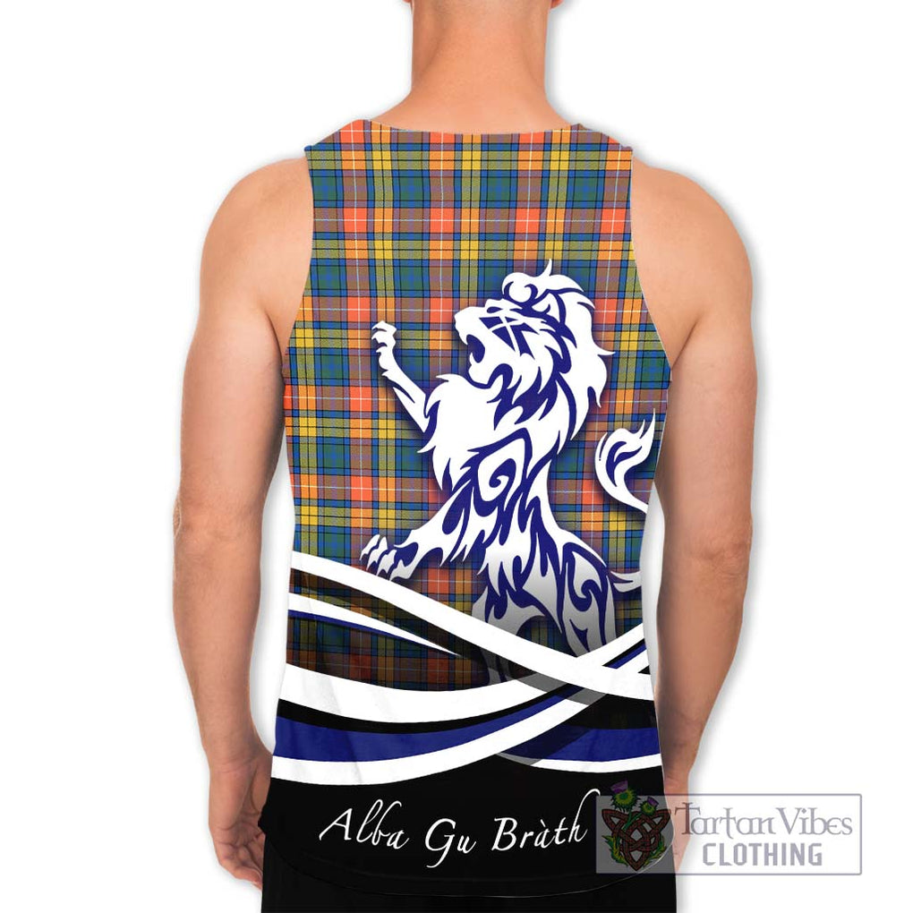 Buchanan Ancient Tartan Men's Tank Top with Alba Gu Brath Regal Lion Emblem - Tartanvibesclothing Shop