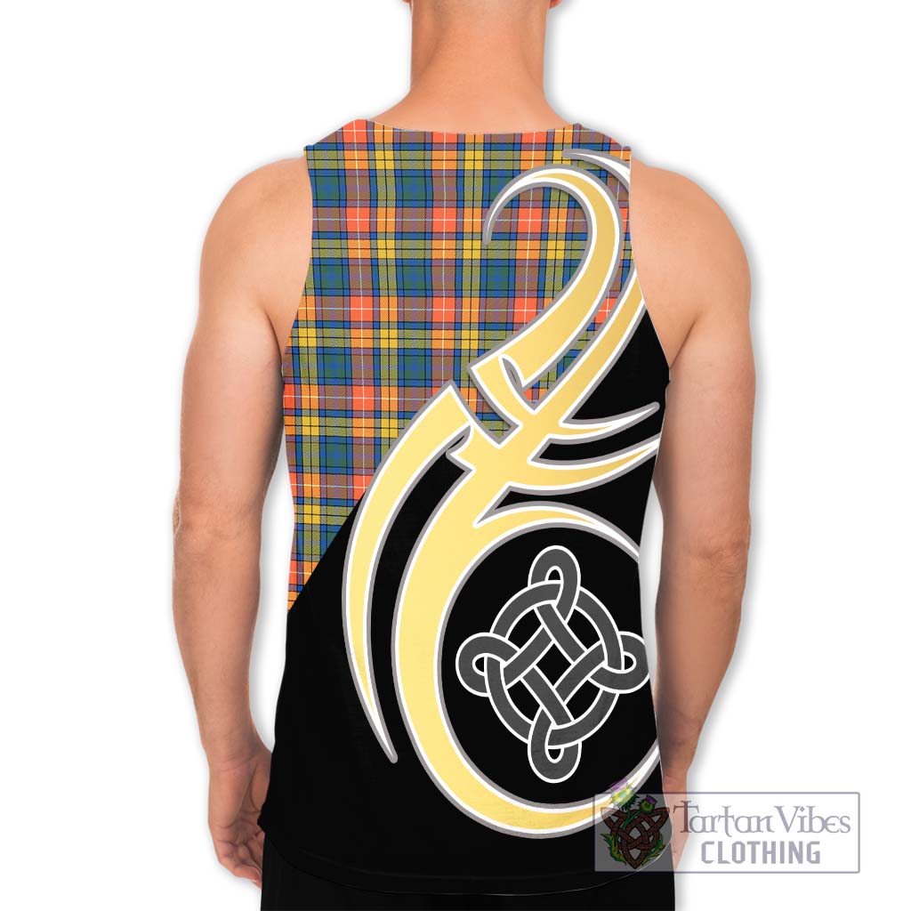 Buchanan Ancient Tartan Men's Tank Top with Family Crest and Celtic Symbol Style - Tartan Vibes Clothing