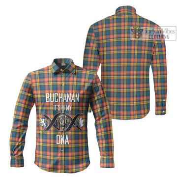 Buchanan Ancient Tartan Long Sleeve Button Shirt with Family Crest DNA In Me Style