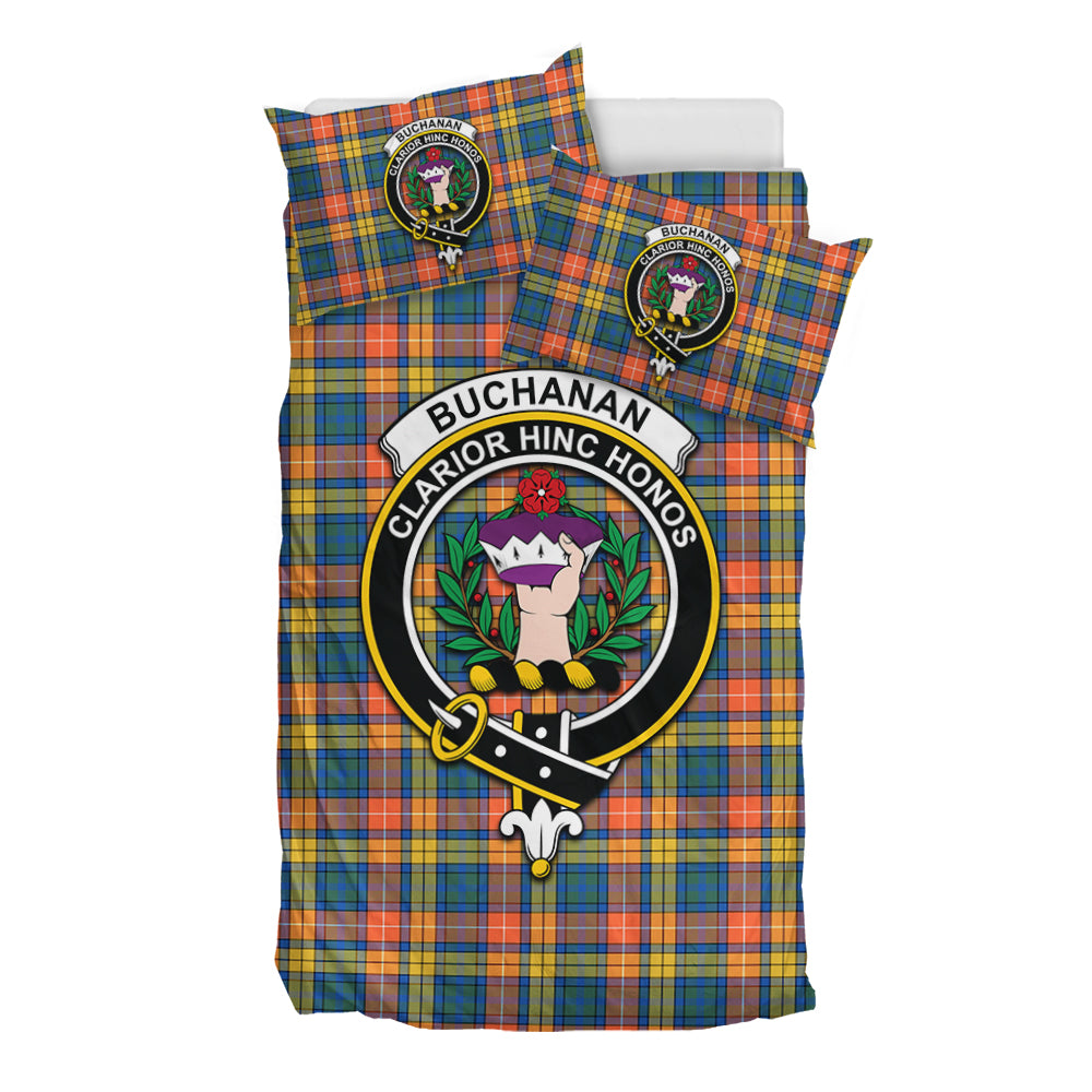 Buchanan Ancient Tartan Bedding Set with Family Crest - Tartan Vibes Clothing