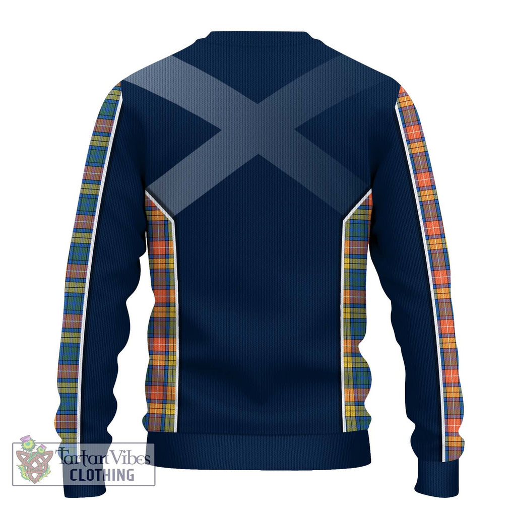 Buchanan Ancient Tartan Knitted Sweater with Family Crest and Lion Rampant Vibes Sport Style - Tartan Vibes Clothing