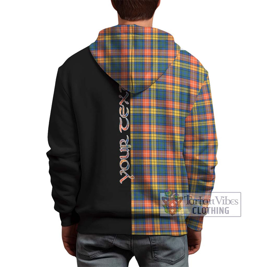 Buchanan Ancient Tartan Hoodie with Family Crest and Half Of Me Style - Tartanvibesclothing Shop