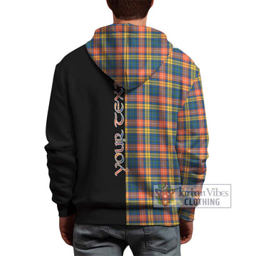 Buchanan Ancient Tartan Hoodie with Family Crest and Half Of Me Style