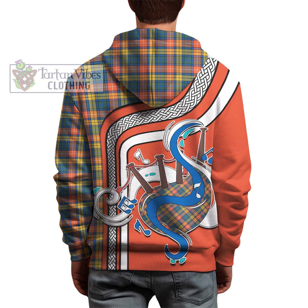 Buchanan Ancient Tartan Hoodie with Epic Bagpipe Style - Tartanvibesclothing Shop