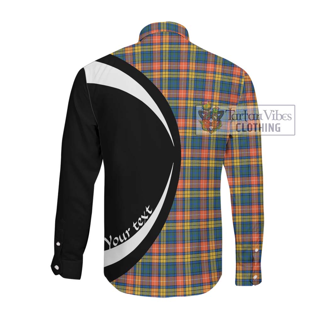 Buchanan Ancient Tartan Long Sleeve Button Up with Family Crest Circle Style Men's Shirt - Tartan Vibes Clothing