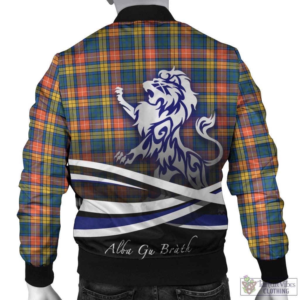 Tartan Vibes Clothing Buchanan Ancient Tartan Bomber Jacket with Alba Gu Brath Regal Lion Emblem