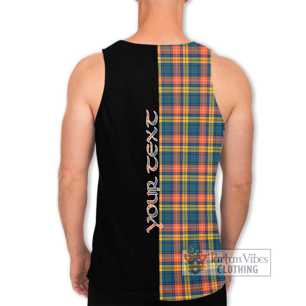 Buchanan Ancient Tartan Men's Tank Top with Family Crest and Half Of Me Style - Tartanvibesclothing Shop