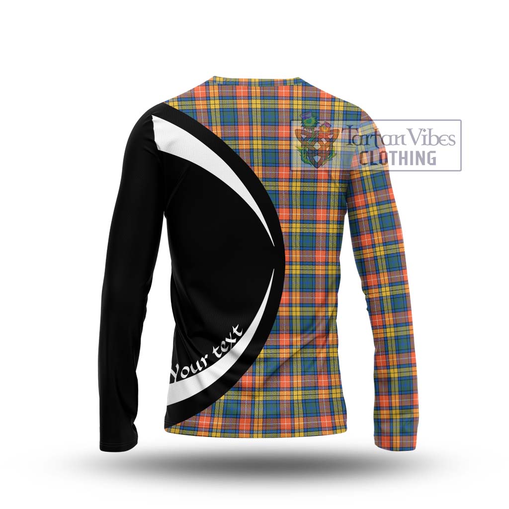 Buchanan Ancient Tartan Long Sleeve T-Shirt with Family Crest Circle Style - Tartan Vibes Clothing