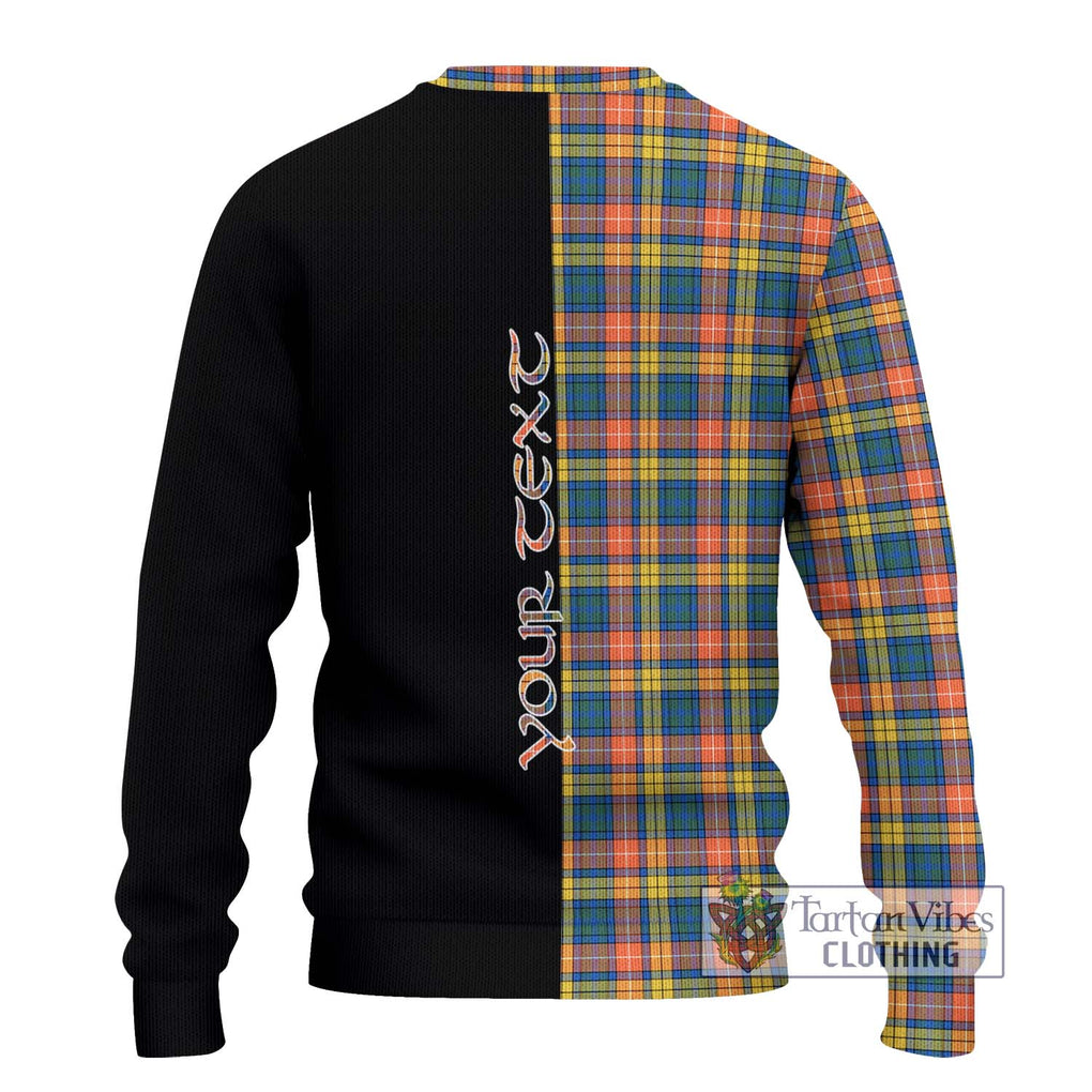 Buchanan Ancient Tartan Knitted Sweater with Family Crest and Half Of Me Style - Tartanvibesclothing Shop