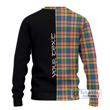 Buchanan Ancient Tartan Ugly Sweater with Family Crest and Half Of Me Style