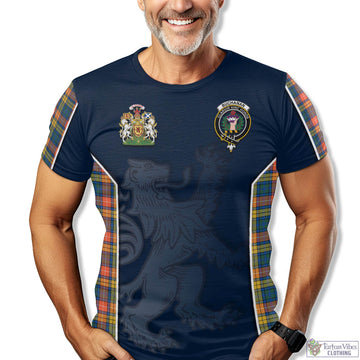 Buchanan Ancient Tartan T-Shirt with Family Crest and Lion Rampant Vibes Sport Style