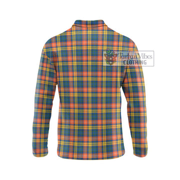 Buchanan Ancient Tartan Long Sleeve Polo Shirt with Family Crest DNA In Me Style