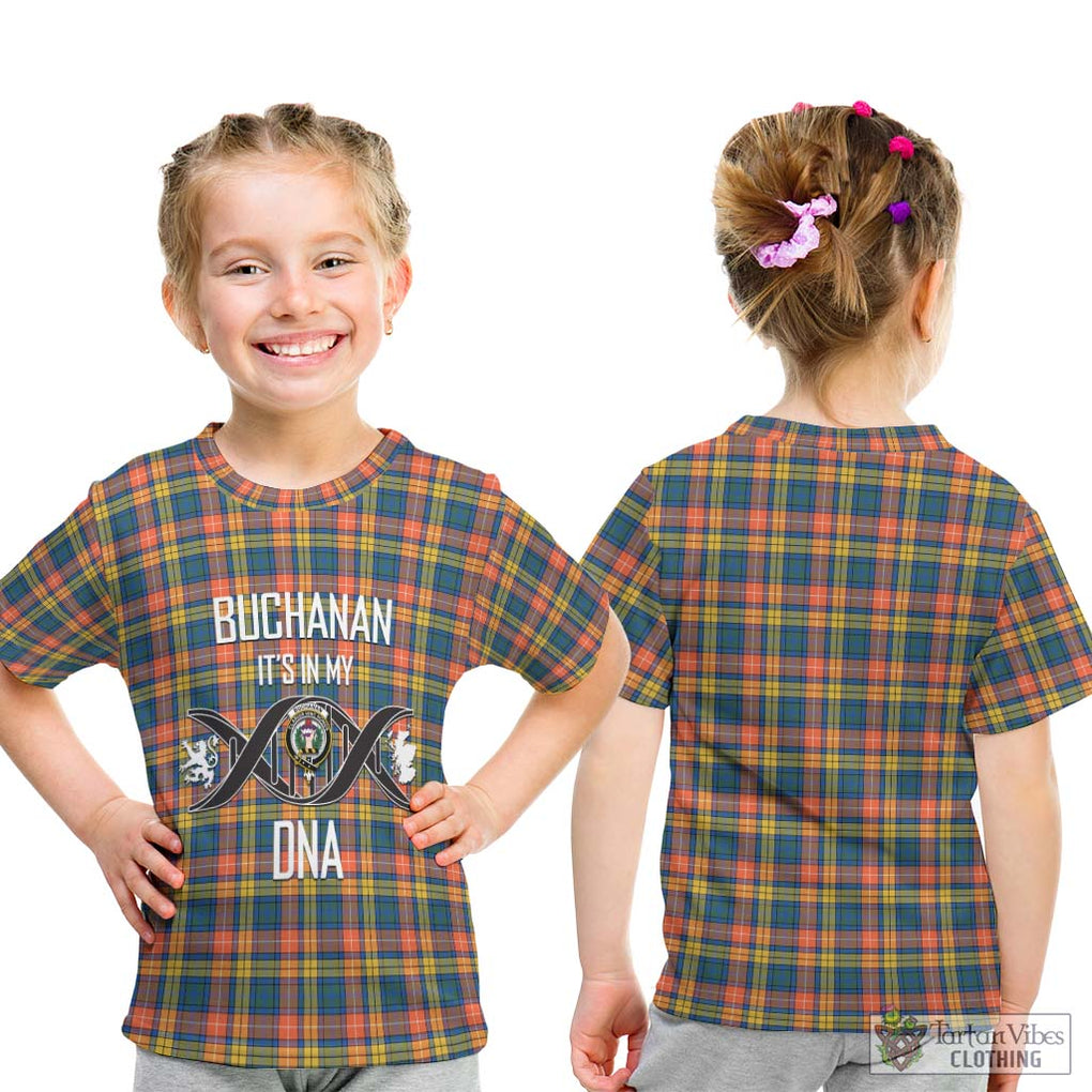 Buchanan Ancient Tartan Kid T-Shirt with Family Crest DNA In Me Style - Tartanvibesclothing Shop