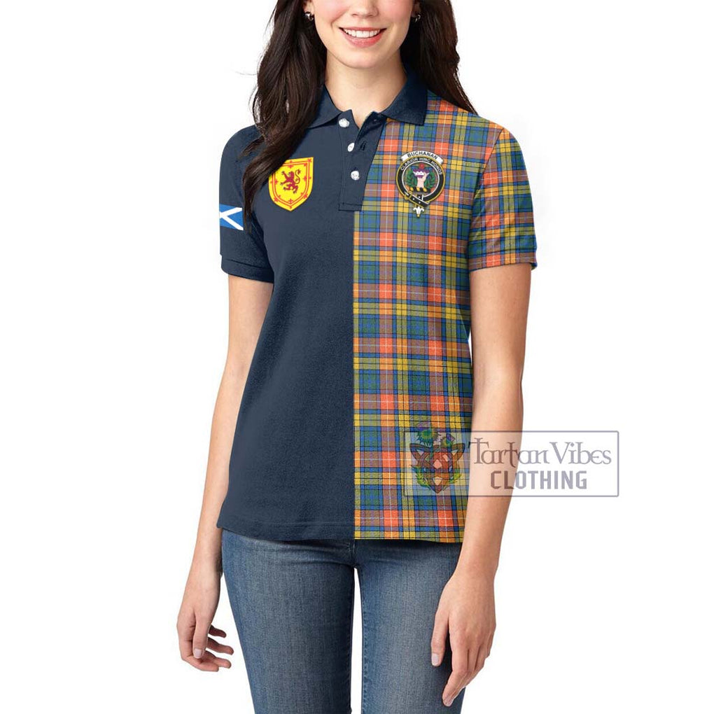 Tartan Vibes Clothing Buchanan Ancient Tartan Women's Polo Shirt with Scottish Lion Royal Arm Half Style