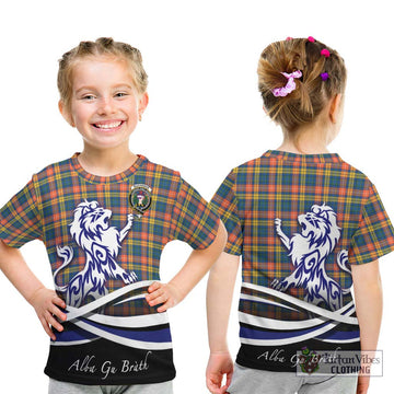 Buchanan Ancient Tartan Kid T-Shirt with Alba Gu Brath Regal Lion Emblem