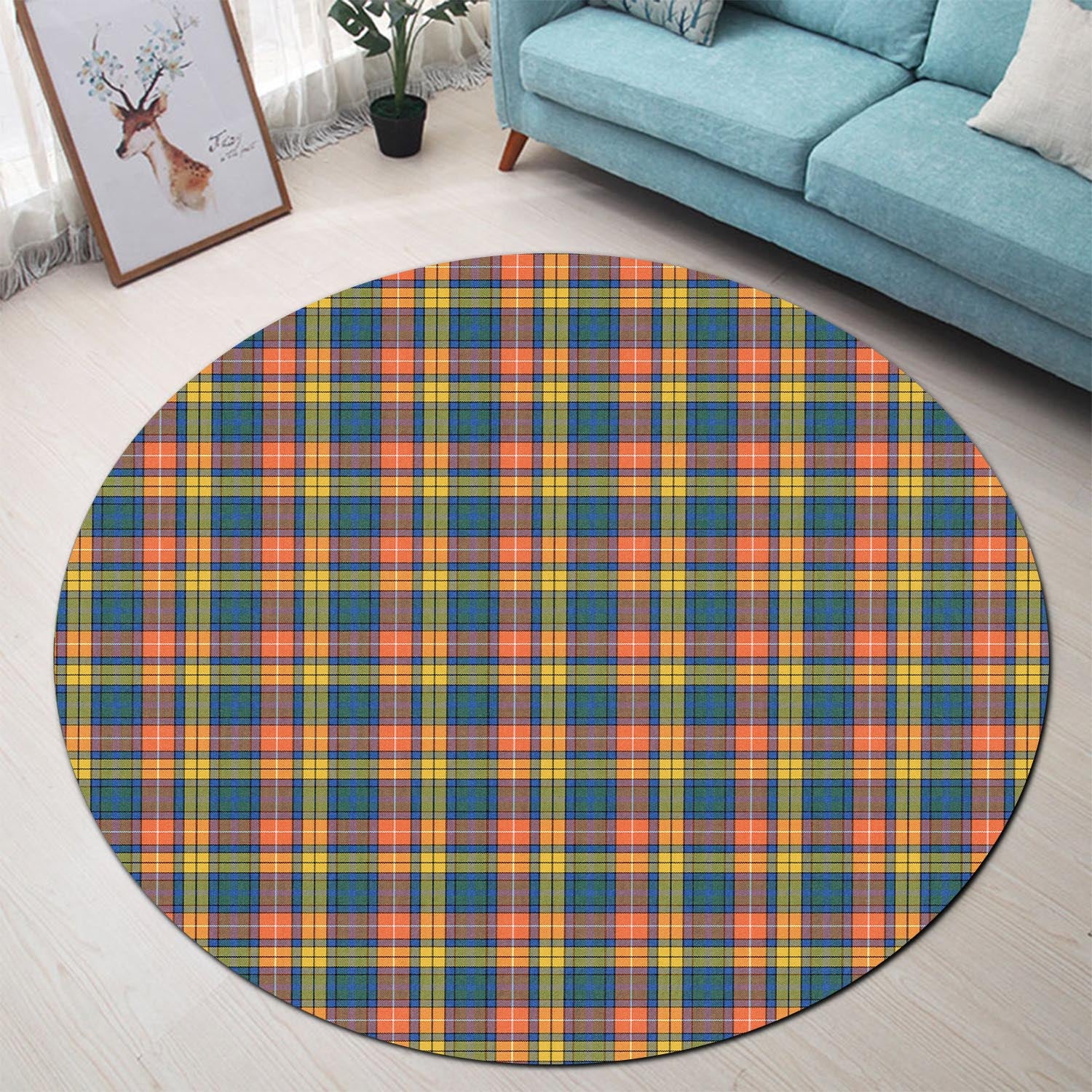 Buchanan Ancient Tartan Round Rug - Tartanvibesclothing