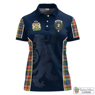Buchanan Ancient Tartan Women's Polo Shirt with Family Crest and Lion Rampant Vibes Sport Style