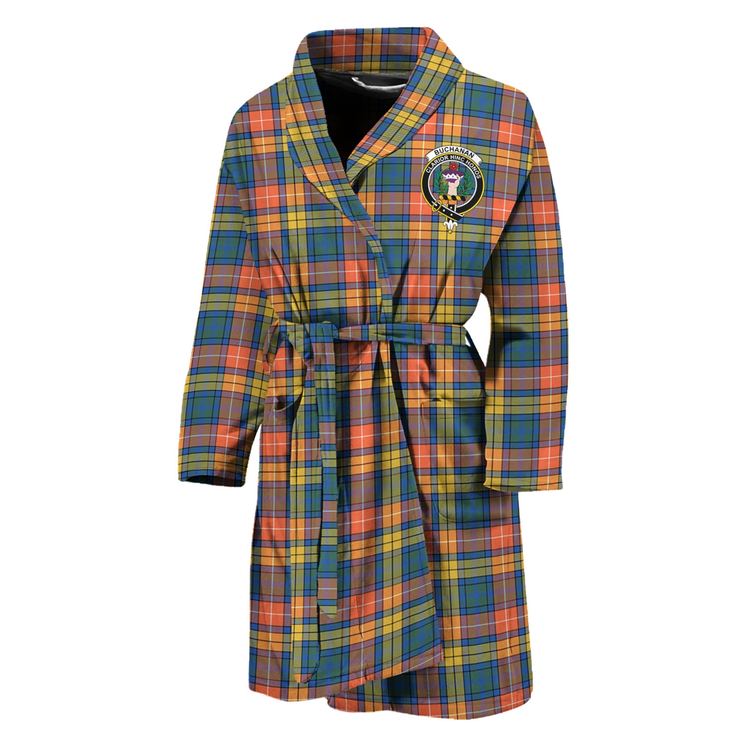 Buchanan Ancient Tartan Bathrobe with Family Crest Women Universal Fit - Tartanvibesclothing