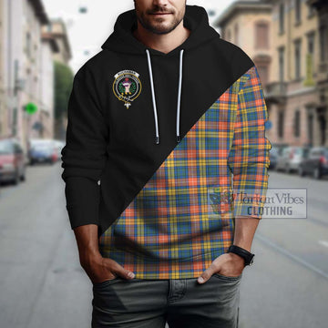 Buchanan Ancient Tartan Hoodie with Family Crest and Military Logo Style