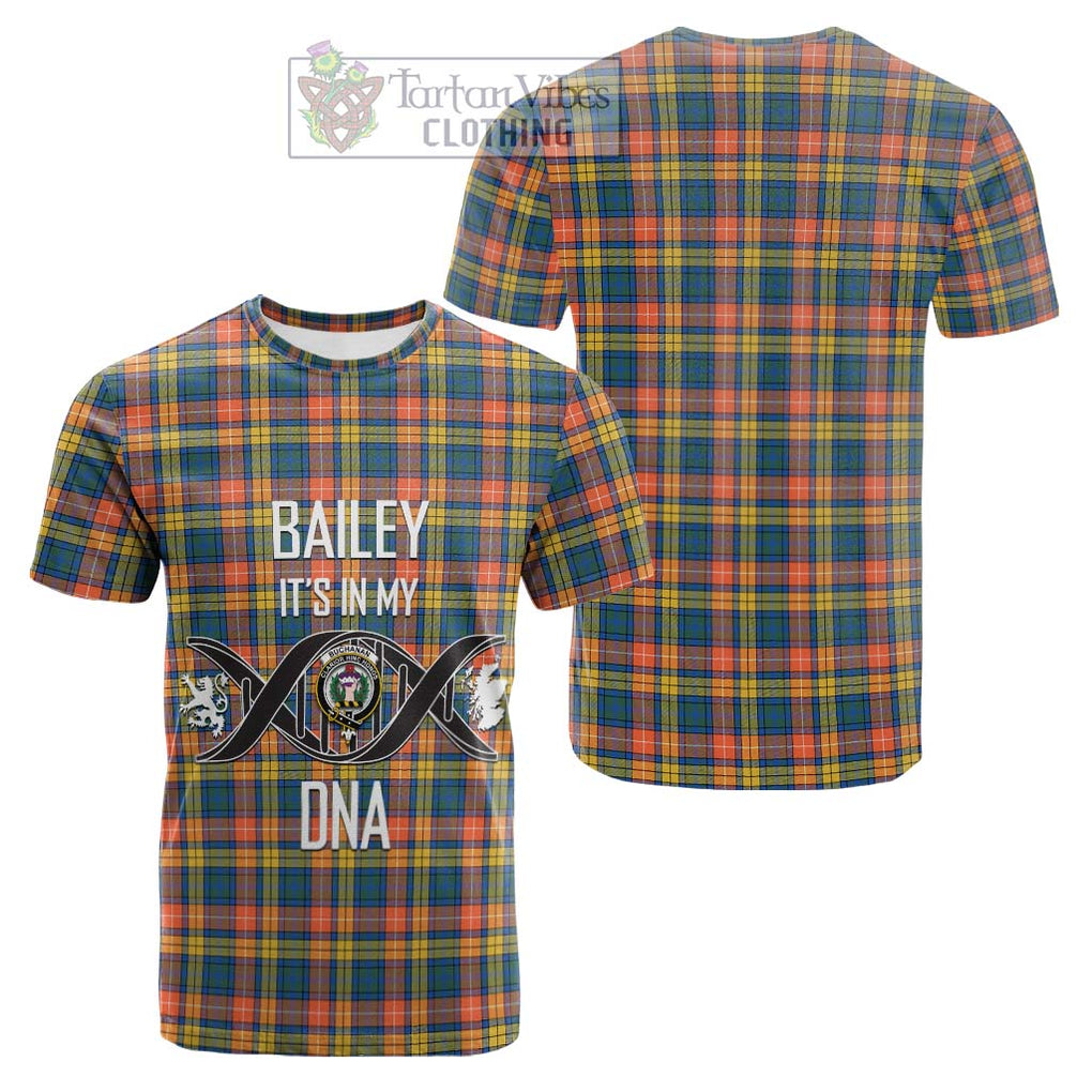 Tartan Vibes Clothing Buchanan Ancient Tartan Cotton T-shirt with Family Crest DNA In Me Style