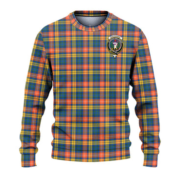 Buchanan Ancient Tartan Knitted Sweater with Family Crest