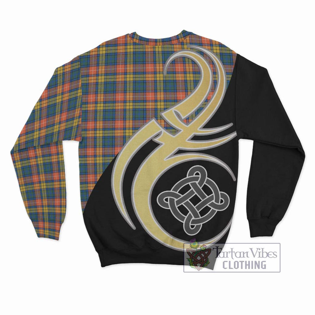 Buchanan Ancient Tartan Sweatshirt with Family Crest and Celtic Symbol Style - Tartan Vibes Clothing