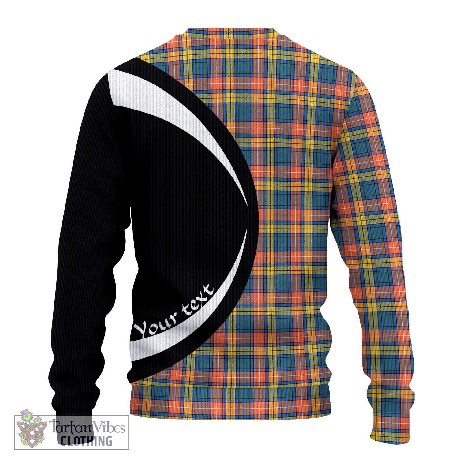 Buchanan Ancient Tartan Ugly Sweater with Family Crest Circle Style - Tartan Vibes Clothing