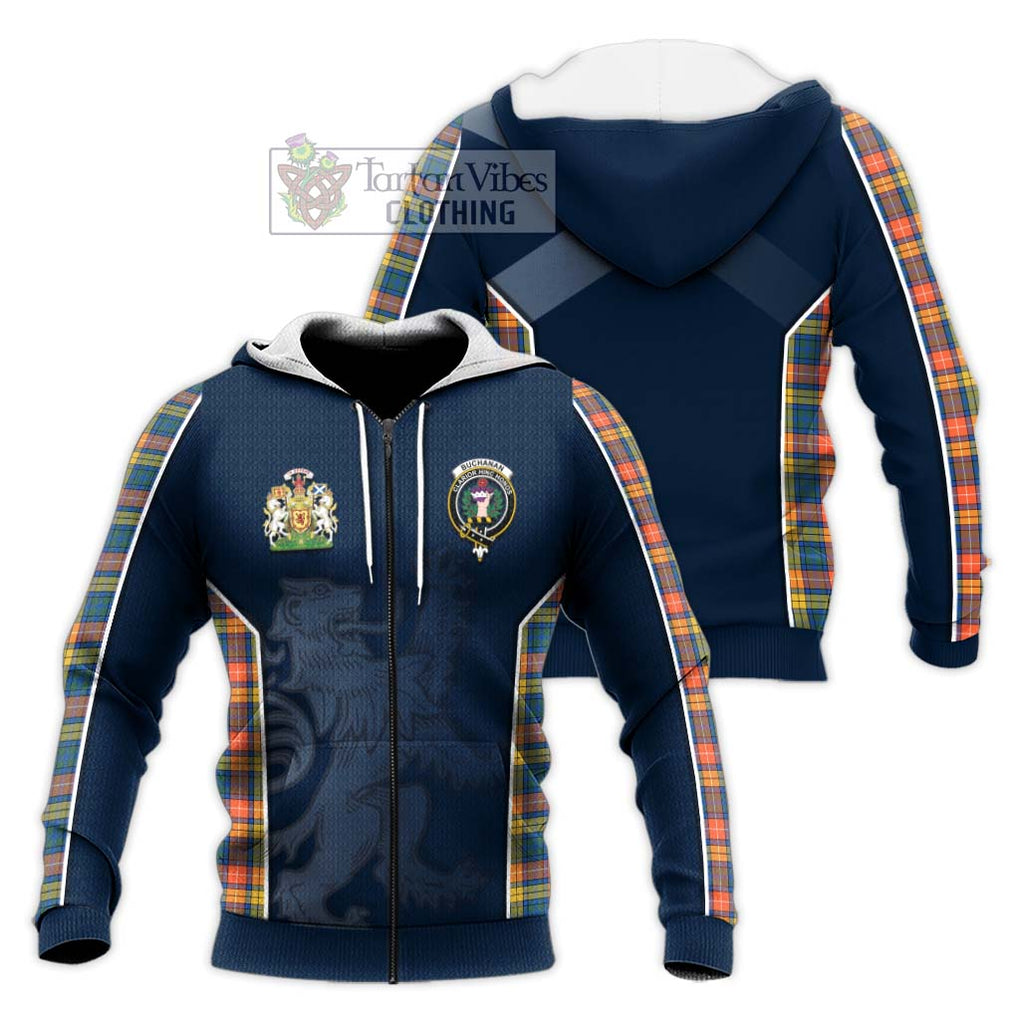 Buchanan Ancient Tartan Knitted Hoodie with Family Crest and Lion Rampant Vibes Sport Style Unisex Knitted Zip Hoodie - Tartan Vibes Clothing