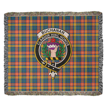 Buchanan Ancient Tartan Woven Blanket with Family Crest