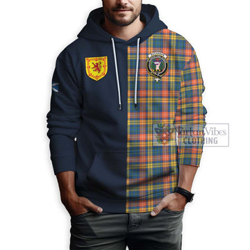 Buchanan Ancient Tartan Hoodie Alba with Scottish Lion Royal Arm Half Style