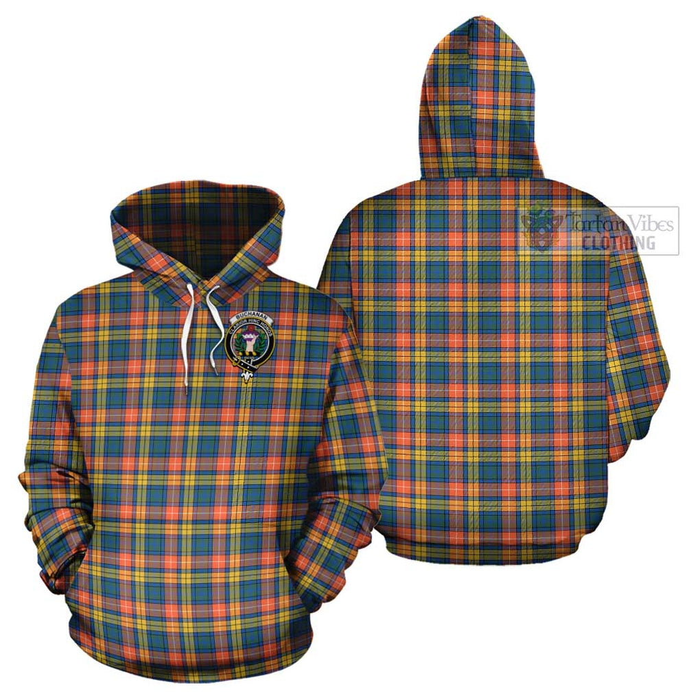 Buchanan Ancient Tartan Cotton Hoodie with Family Crest Pullover Hoodie - Tartan Vibes Clothing