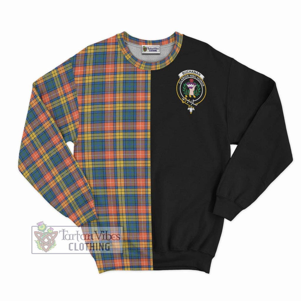 Buchanan Ancient Tartan Sweatshirt with Family Crest and Half Of Me Style - Tartanvibesclothing Shop