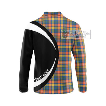 Buchanan Ancient Tartan Long Sleeve Polo Shirt with Family Crest Circle Style