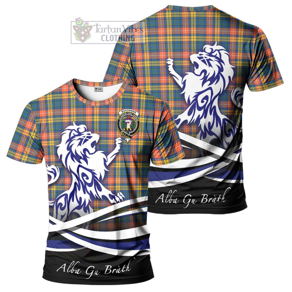 Tartan Vibes Clothing Buchanan Ancient Tartan Cotton T-shirt with Alba Gu Brath Regal Lion Emblem