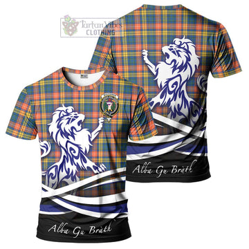 Buchanan Ancient Tartan Cotton T-shirt with Alba Gu Brath Regal Lion Emblem