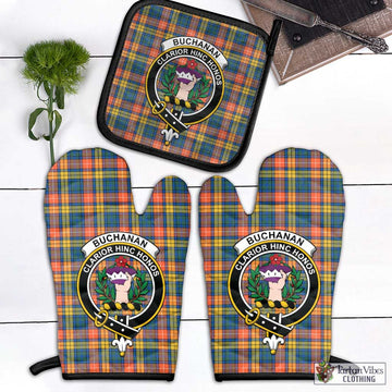 Buchanan Ancient Tartan Combo Oven Mitt & Pot-Holder with Family Crest