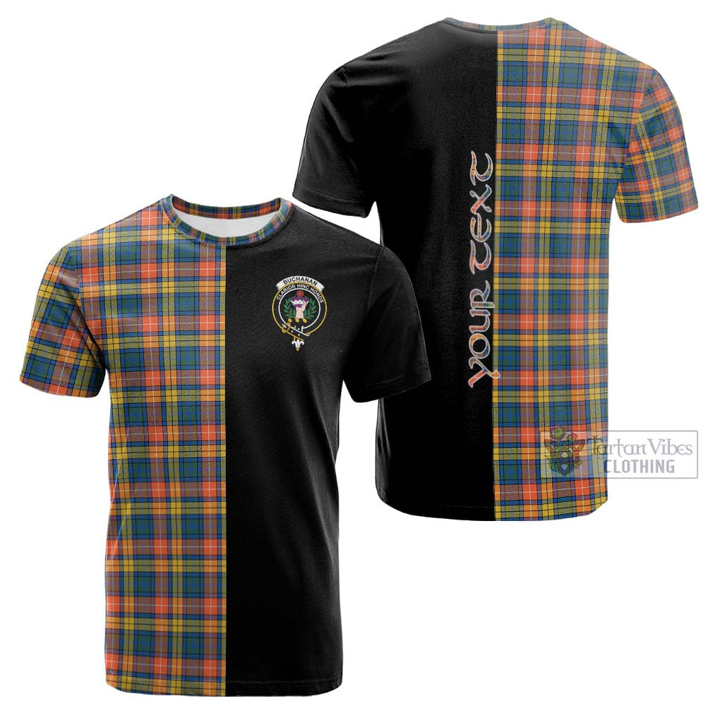 Tartan Vibes Clothing Buchanan Ancient Tartan Cotton T-shirt with Family Crest and Half Of Me Style