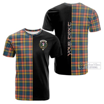 Buchanan Ancient Tartan Cotton T-shirt with Family Crest and Half Of Me Style