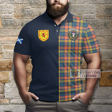 Buchanan Ancient Tartan Polo Shirt Alba with Scottish Lion Royal Arm Half Style