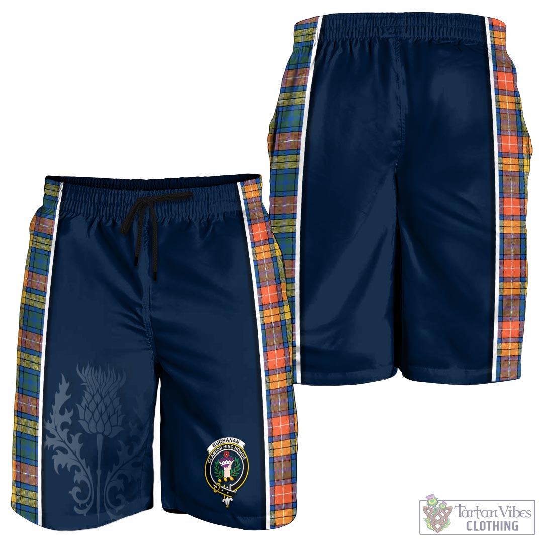 Tartan Vibes Clothing Buchanan Ancient Tartan Men's Shorts with Family Crest and Scottish Thistle Vibes Sport Style