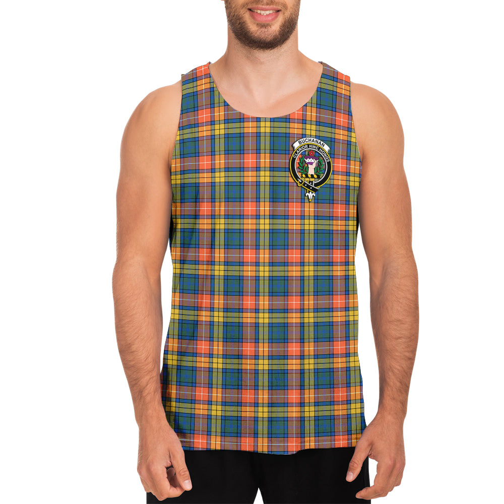 Buchanan Ancient Tartan Mens Tank Top with Family Crest - Tartanvibesclothing