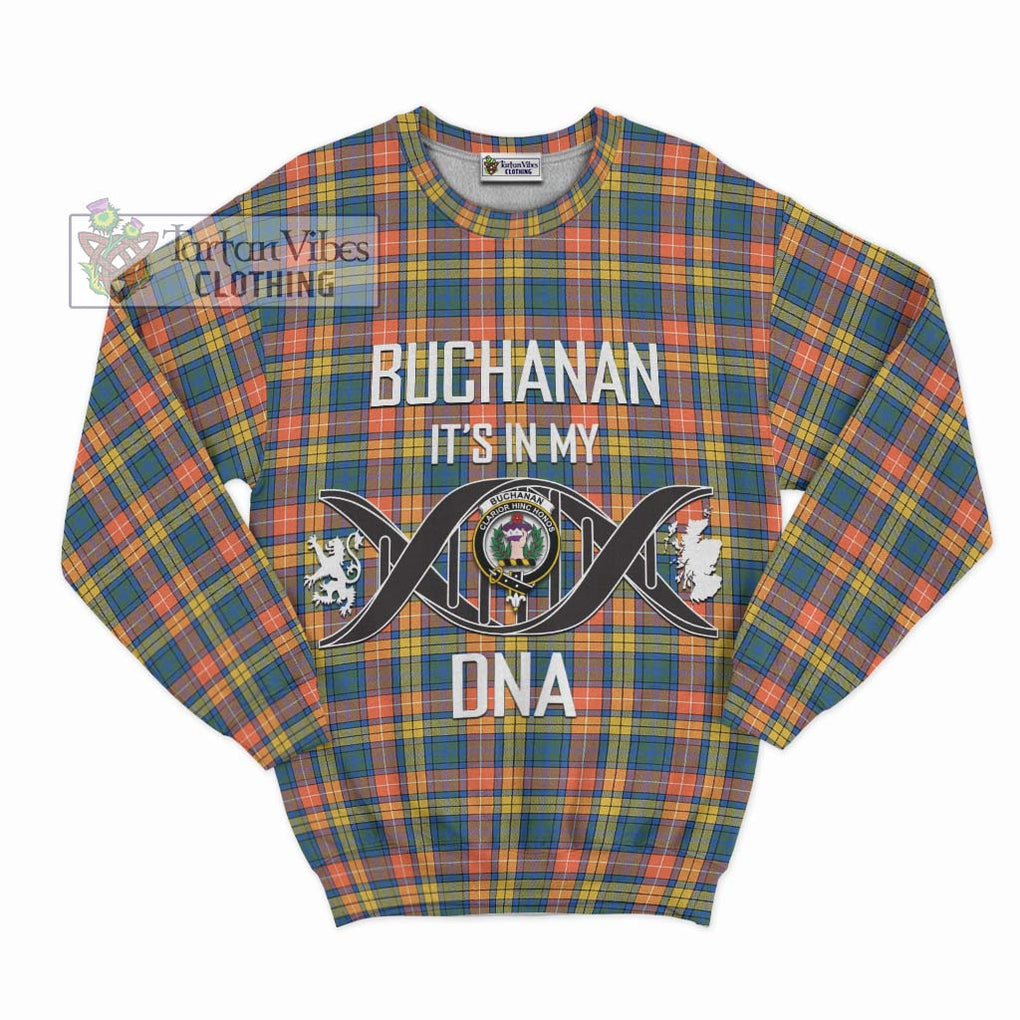 Buchanan Ancient Tartan Sweatshirt with Family Crest DNA In Me Style - Tartanvibesclothing Shop