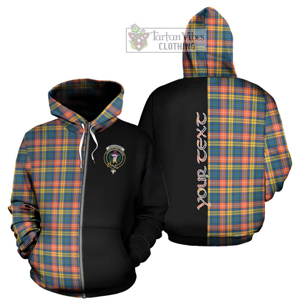 Buchanan Ancient Tartan Hoodie with Family Crest and Half Of Me Style - Tartanvibesclothing Shop