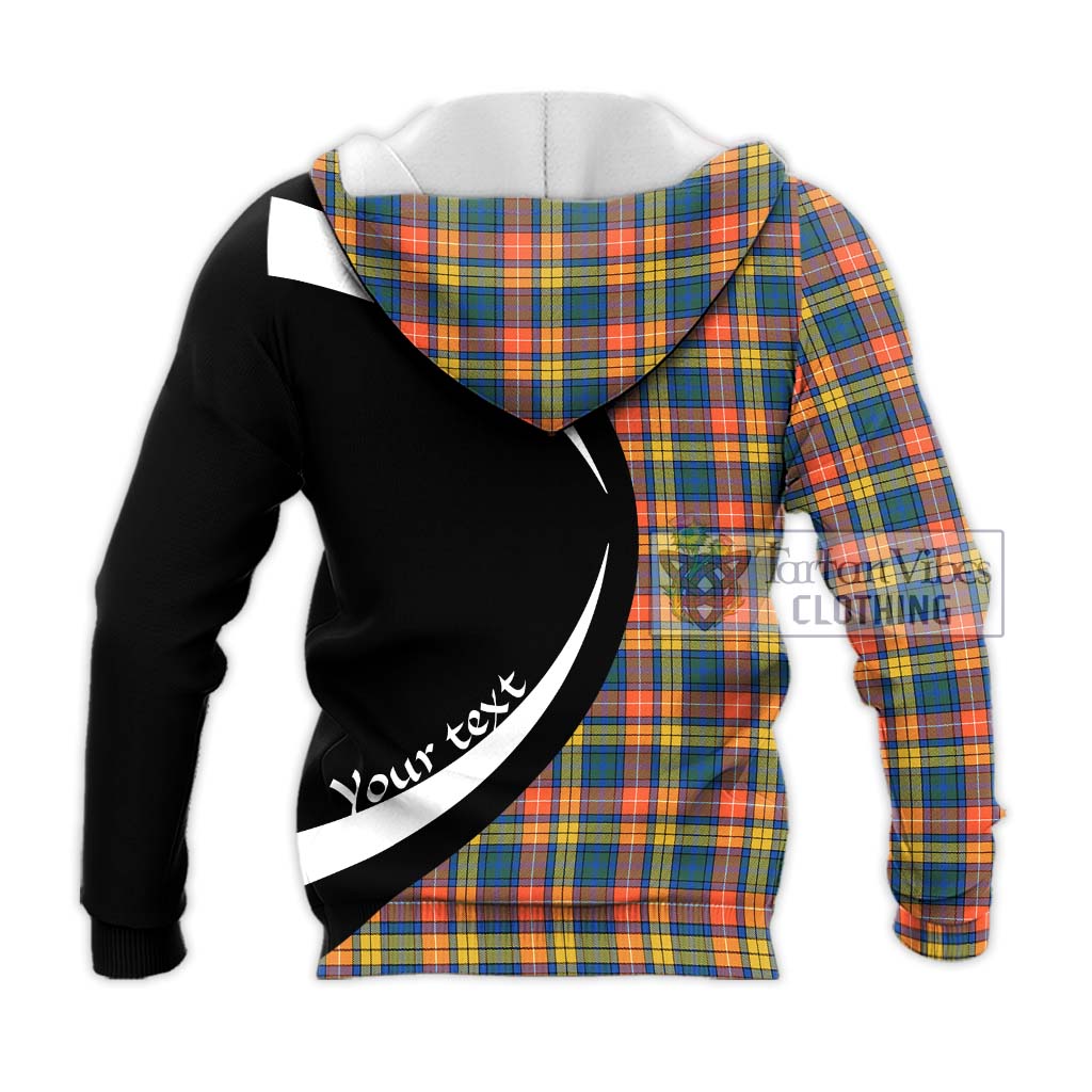 Buchanan Ancient Tartan Knitted Hoodie with Family Crest Circle Style - Tartan Vibes Clothing