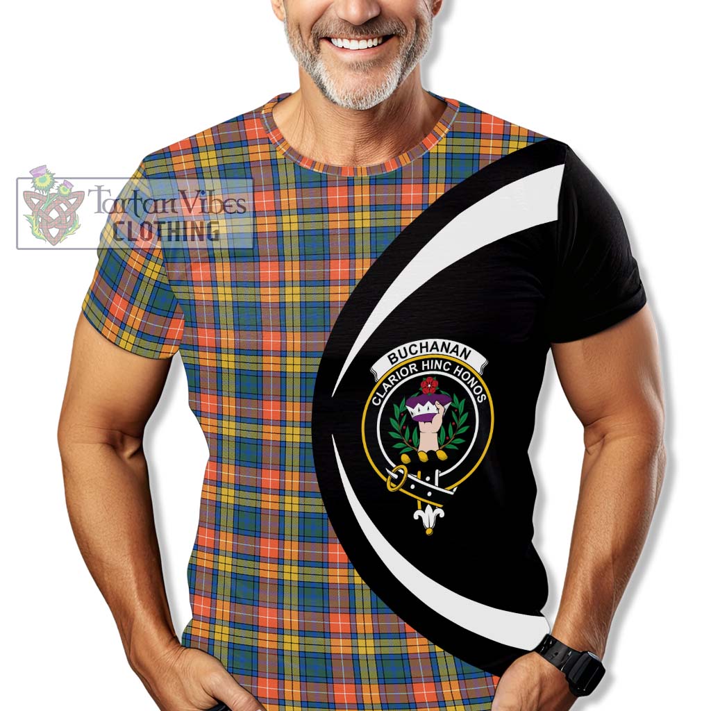 Tartan Vibes Clothing Buchanan Ancient Tartan T-Shirt with Family Crest Circle Style