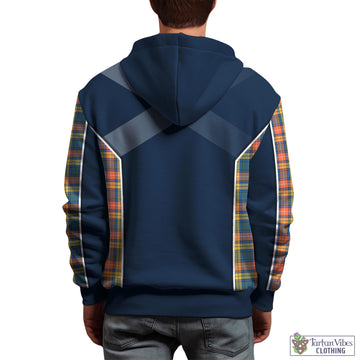 Buchanan Ancient Tartan Hoodie with Family Crest and Lion Rampant Vibes Sport Style