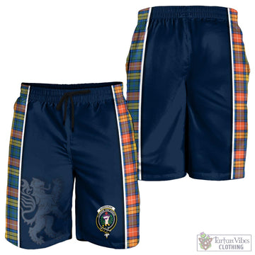 Buchanan Ancient Tartan Men's Shorts with Family Crest and Lion Rampant Vibes Sport Style